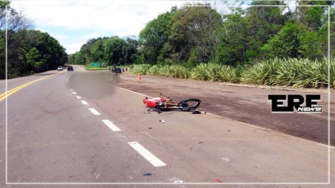 Gravíssimo acidente deixa motociclista em óbito na BR 153 FONTE: Davi Martinelli/ Erechim Emergência